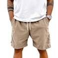 thumbnail image 6 of Mens Corduroy Shorts Casual Elastic Waist Drawstring 2026 Summer Beach Lounge Short Khaki 2XL, 6 of 6