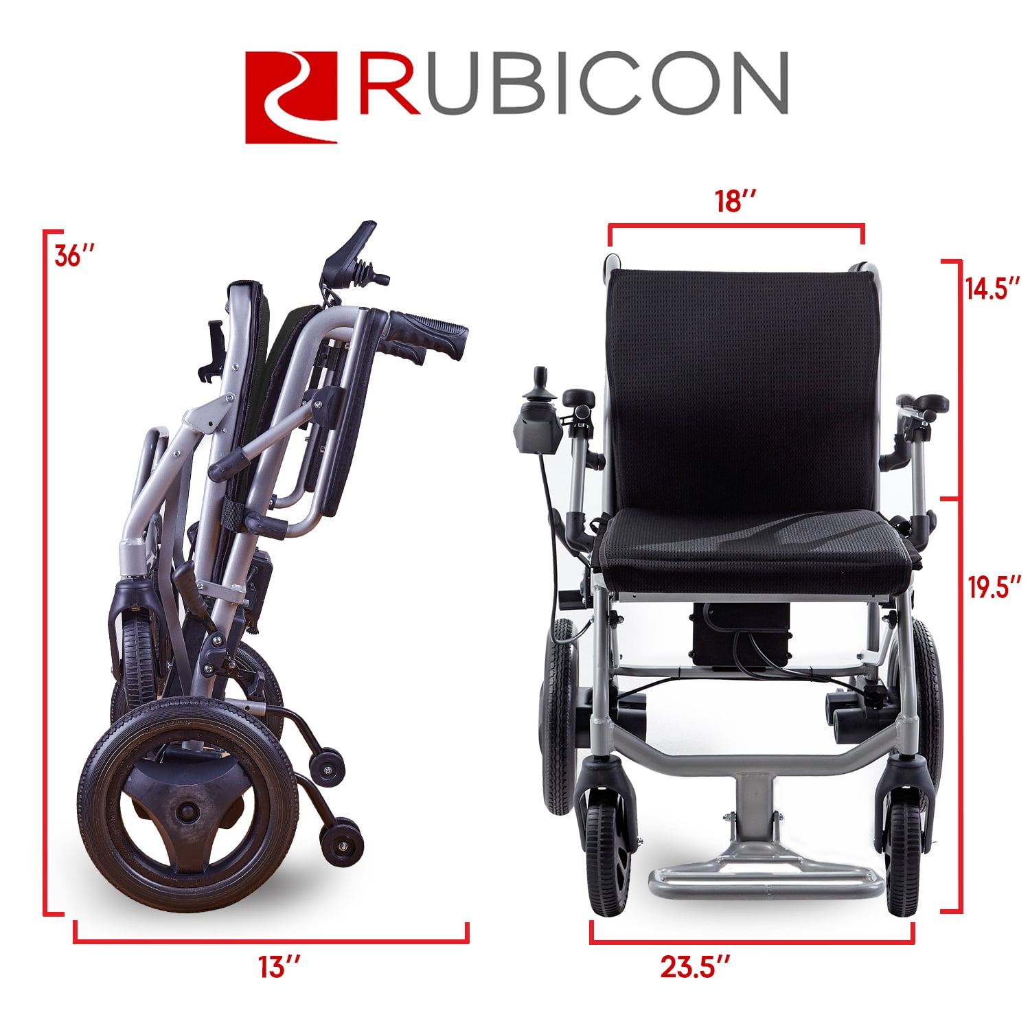 Rubicon Lightest, (only 30lbs) Foldable Electric Wheelchair, Travel Size, User-Friendly.