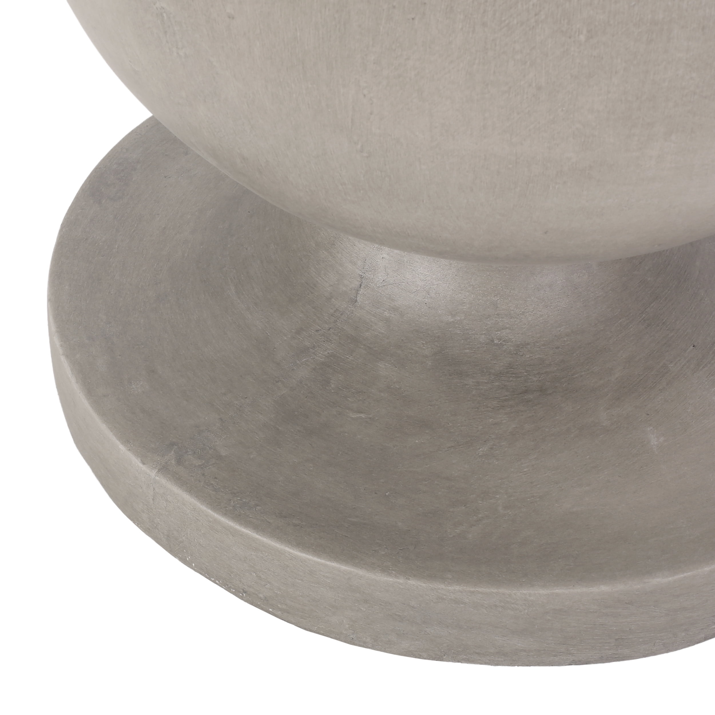 Outdoor Pedestal Side Table, Lightweight Concrete Material for Patio Garden, White