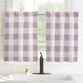 thumbnail image 3 of Pink White Plaid Kitchen Curtain 84 Inch Length Small Short Cafe Tiers Curtains Drape, Modern Geometric Checkered Lattice Window Treatment Rod Pocket Curtains Drapery Panels, 42x84, 3 of 5