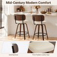 thumbnail image 5 of LEGAHOME Swivel Bar Stools Set of 2, 26” Upholstered Counter Height Bar Stools with Curved Backrest and Wood Legs, Mid-Century Modern Barstools for Kitchen Island, 300 lbs, Walnut + Beige, 5 of 9