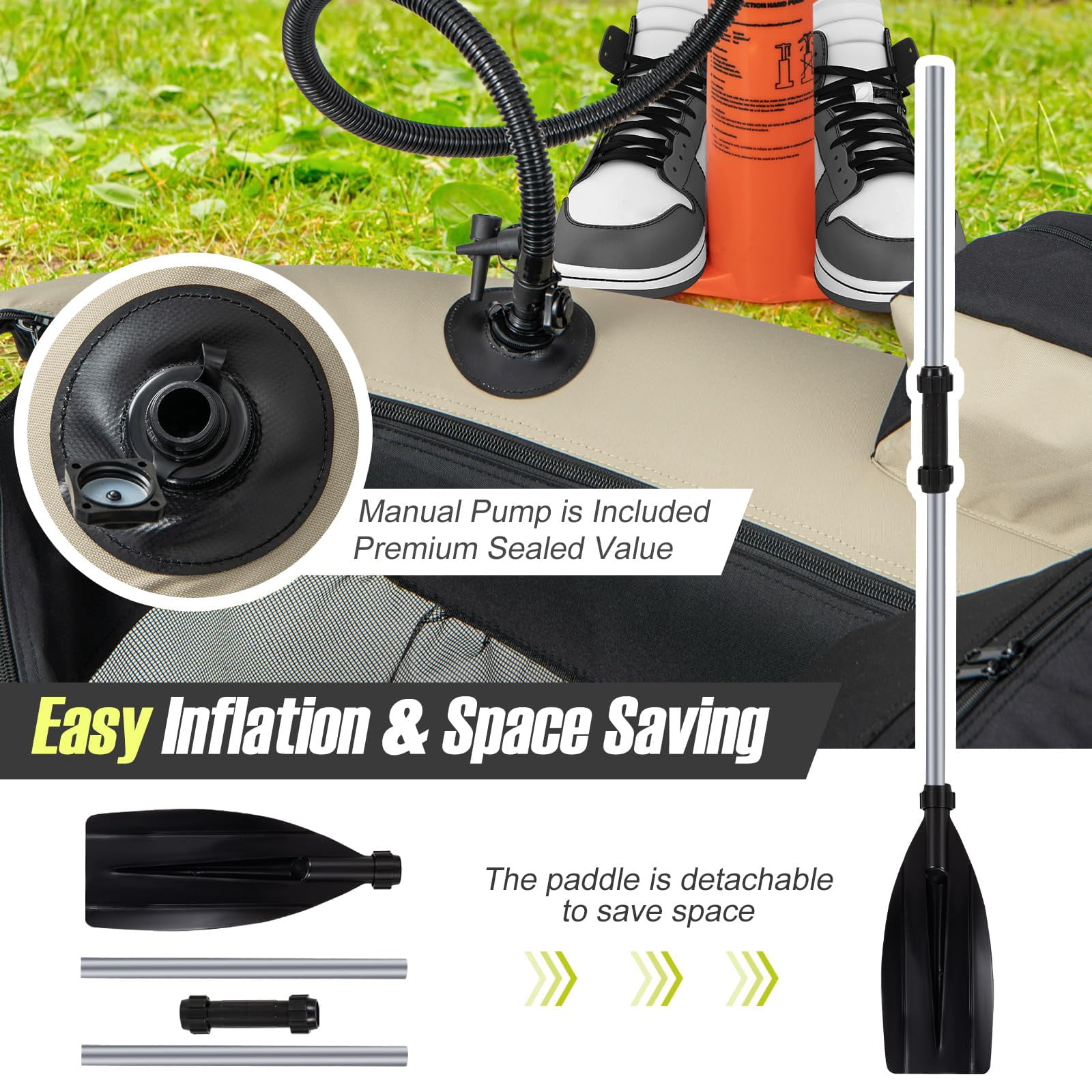 Fishing Float Tube  350lbs Inflatable Boat With Paddle Pump Flippers Fish Hook Stators Ruler Storage Pockets Portable Backpack Belly For Adults