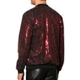 thumbnail image 3 of Lars Amadeus Sequin Varsity Jacket for Men's Zip Up Long Sleeves Party Sparkle Jacket, 3 of 4