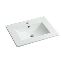Miniyam 24" Ceramic Sink with Overflow, Drop in Bathroom Vessel Sink, White