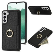 Allytech Galaxy S21 FE 5G Case Cover Wallet, PU Leather with Ring Holder Stand Protective Shockproof Slim Fit Shell Phone Case Cover for Samsung Galaxy S21 FE 5G - Black