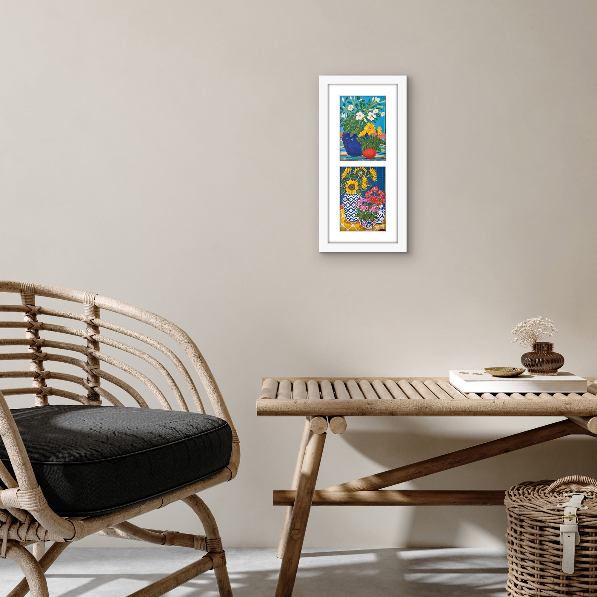 Americanflat 5x7 Double Picture Frame with Shatter-Resistant Glass Fits 2 use as One 7x16 Frame Signature - White