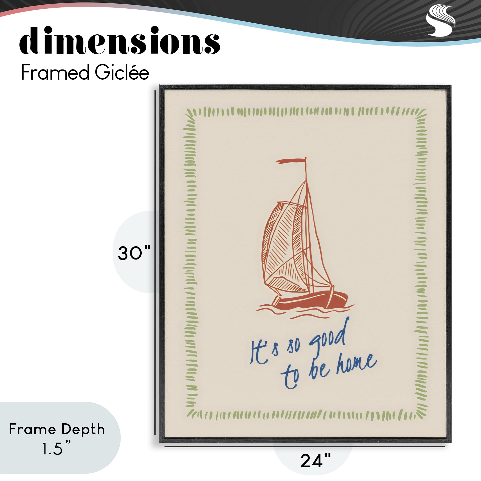 Stupell Industries Good To Be Home Sailboat Black Framed Giclee Art, design by The Prints Vibe