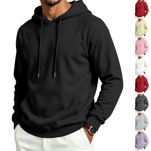 Dwellite Hoodies for Men Hooded Sweatshirt Casual Long Sleeve Hoodie Pullover Fashion Hoodies with Pocket Black M