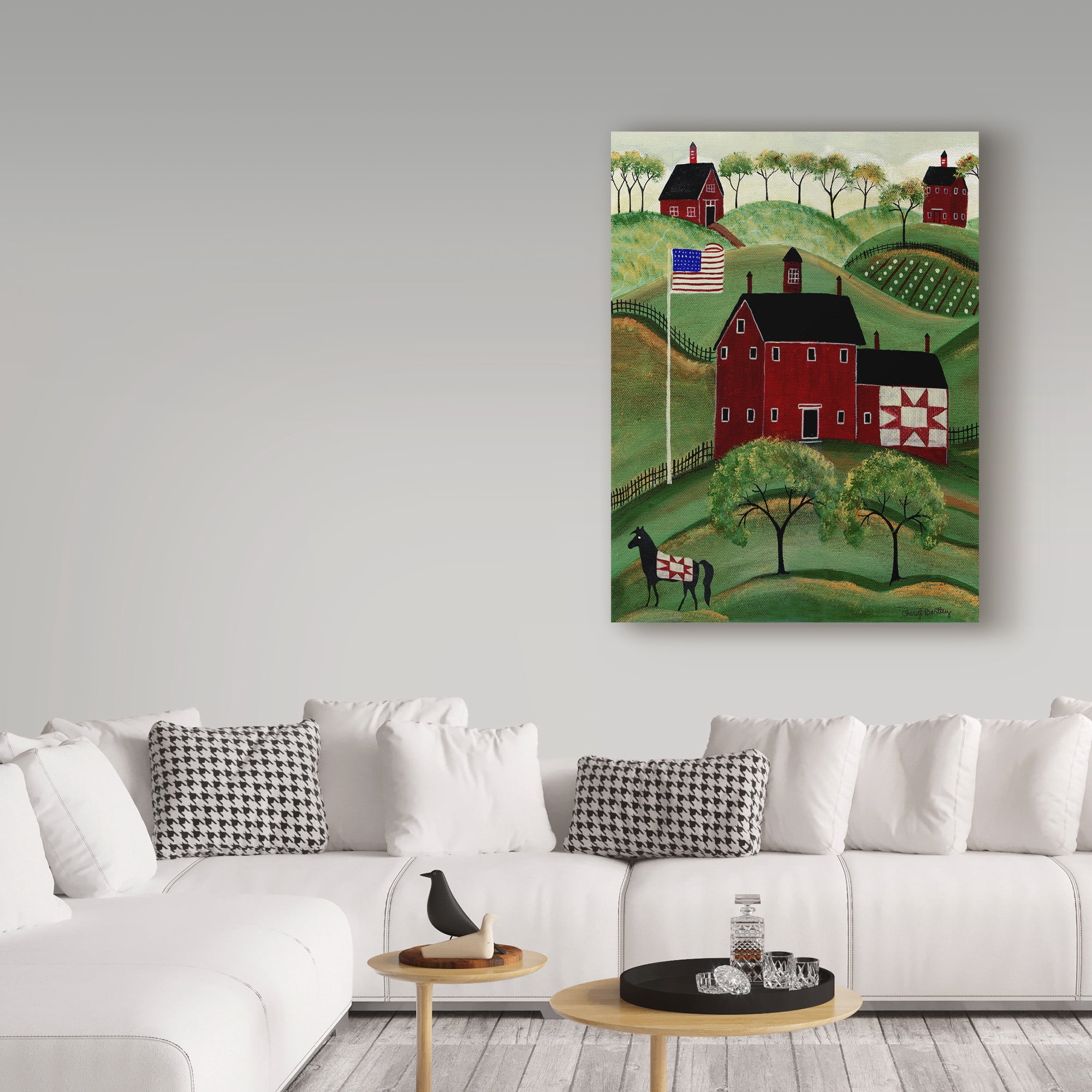 Trademark Fine Art 'American Red Quilt House' Canvas Art by Cheryl Bartley