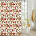 thumbnail image 4 of Fabric Shower Curtain, Retro Mushroom Spring Summer Plant Leaves Bathroom Curtain with 12 Hooks Waterproof No Bad Odor Machine Washable Bath Curtains for Bathroom, Spa Room, Background Cloth, 66"x72", 4 of 6