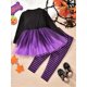 thumbnail image 3 of Disfraz De Halloween Con Patrón De Fantasma De Niña, Vestido De Malla De Manga Larga Y Leggings De Patrón De Cuadros, Trajes De Vestir Para Niños Para Fiestas De Navidad, Halloween Y Cumpleaños, Como, 3 of 4