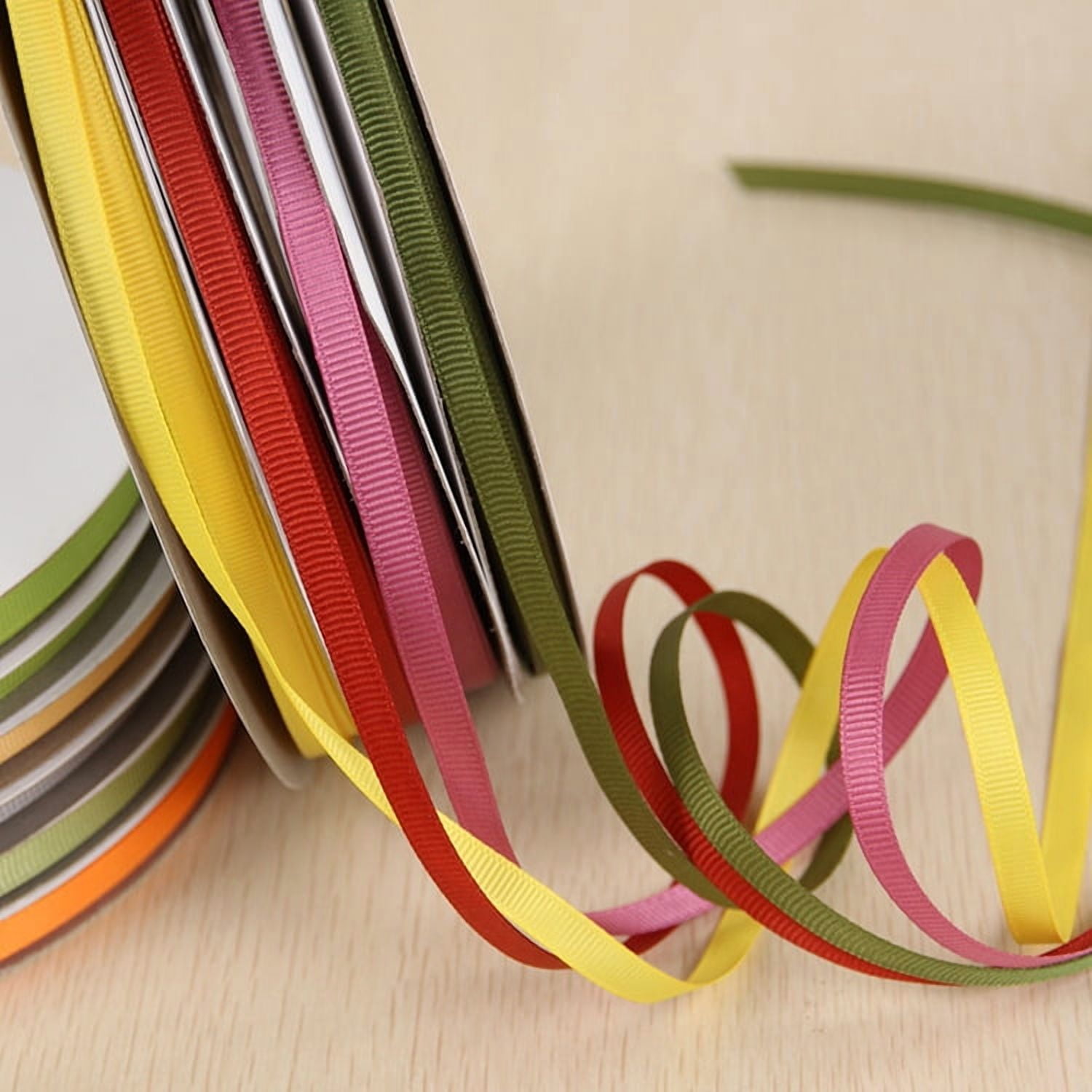 Namzi lake blue Thin Ribbon for Crafts, 3 Rolls Ribbed Band 6mm*91m (0.24*3582.68in) Polyester Craft Ribbon, Ideal for Gift Wrapping & DIY.