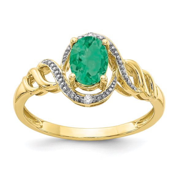 10K Yellow Gold Emerald Diamond Ring