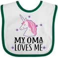 thumbnail image 3 of Inktastic My Oma Loves Me Girl Unicorn Girls Baby Bib, 3 of 4