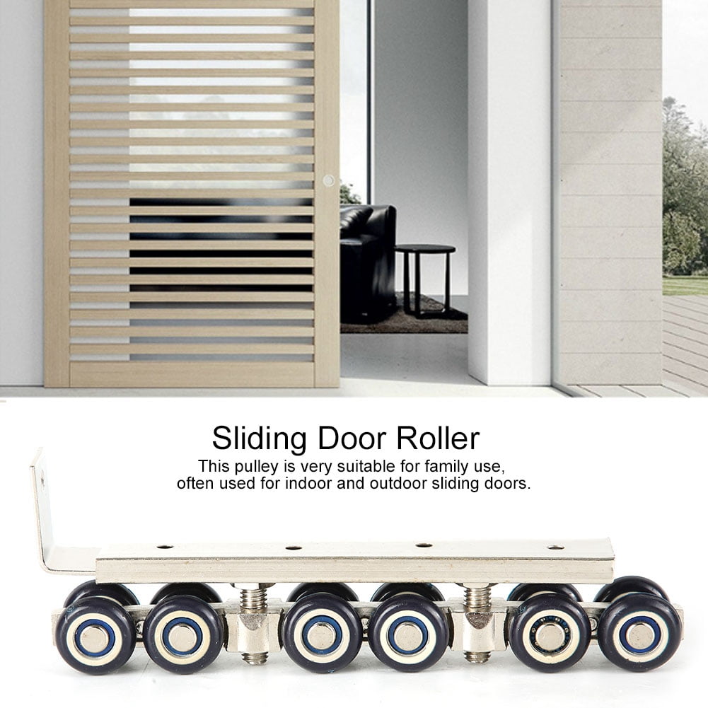Sliding Door Roller Smoothly and Quietly Mute Household Pulley Sliding Door Fittings Gate Roller Closet Hardware Kit with Thickened Bearings 2Pcs 12 Wheels Floor Roller Guide