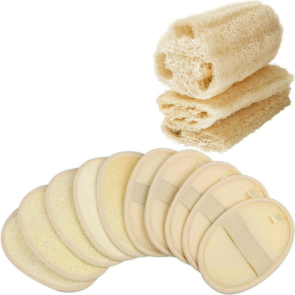 4" Natural Loofah Exfoliating Body Sponge Scrubber for Skin Care in Bath Spa Shower Pack of 4