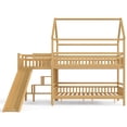 thumbnail image 4 of Bellemave Bunk Bed with Slide & Stairs, Wood House Full Over Full Bunk Bed with Storage Shelf, Playhouse Bunk Beds Frame with Guardrail, No Box Spring Needed (Natural), 4 of 7