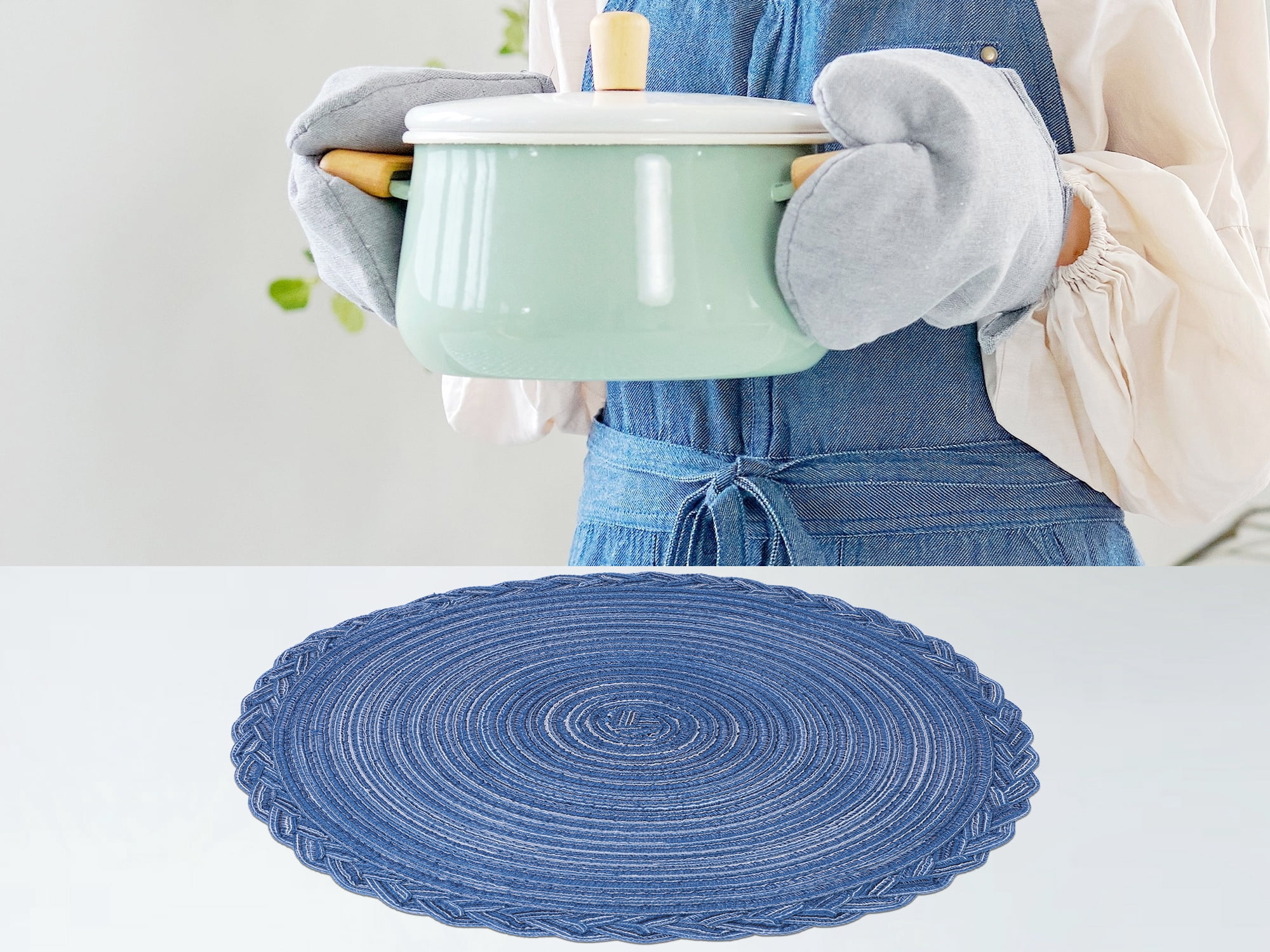 Unique Bargains Rustic Placemats Set of 6 Placemats Kitchen Table Mat Blue
