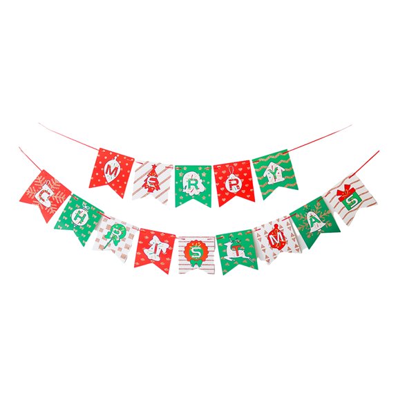 Yuarrent 1 Uds. Conjunto de tarjetas de papel rojo, blanco y verde de 9,8 pies para cartel de felicitaciones de Navidad, cartel con letras, Kits de decoración para fiestas