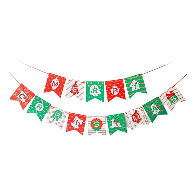 Billuyoard La bandera verde blanca roja de la letra de los 9.8ft para las banderas de la Navidad modifica el cumpleaños para requisitos Kits de decoración para fiestas