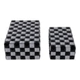 thumbnail image 6 of Checkered Decorative Box for Home Decor - Modern Keepsake and Jewelry Storage Boxes with Lids for Living Room - Contemporary Resin and Wood Organizer for Bedroom - Set of 2, 5", 4", Black & White, 6 of 10