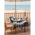 thumbnail image 3 of Rectangle Outdoor Tablecloth With Umbrella Hole And Zipper– Abstract Explosion Tie Dye Waterproof Patio Table Cover for Party, Picnic, Backyard, 52"x70" , Black White, 3 of 8