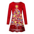 thumbnail image 3 of WaiiMak Robe de Mode pour Femmes Imprimé Arbre de Noël Manches Longues Col Rond, 3 of 4