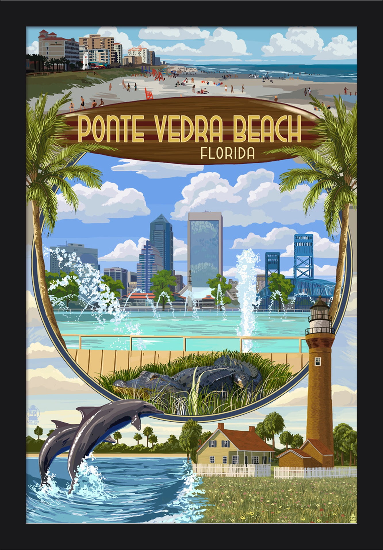 Ponte Vedra, Florida Montage Scenes Lantern Press Artwork (16x24