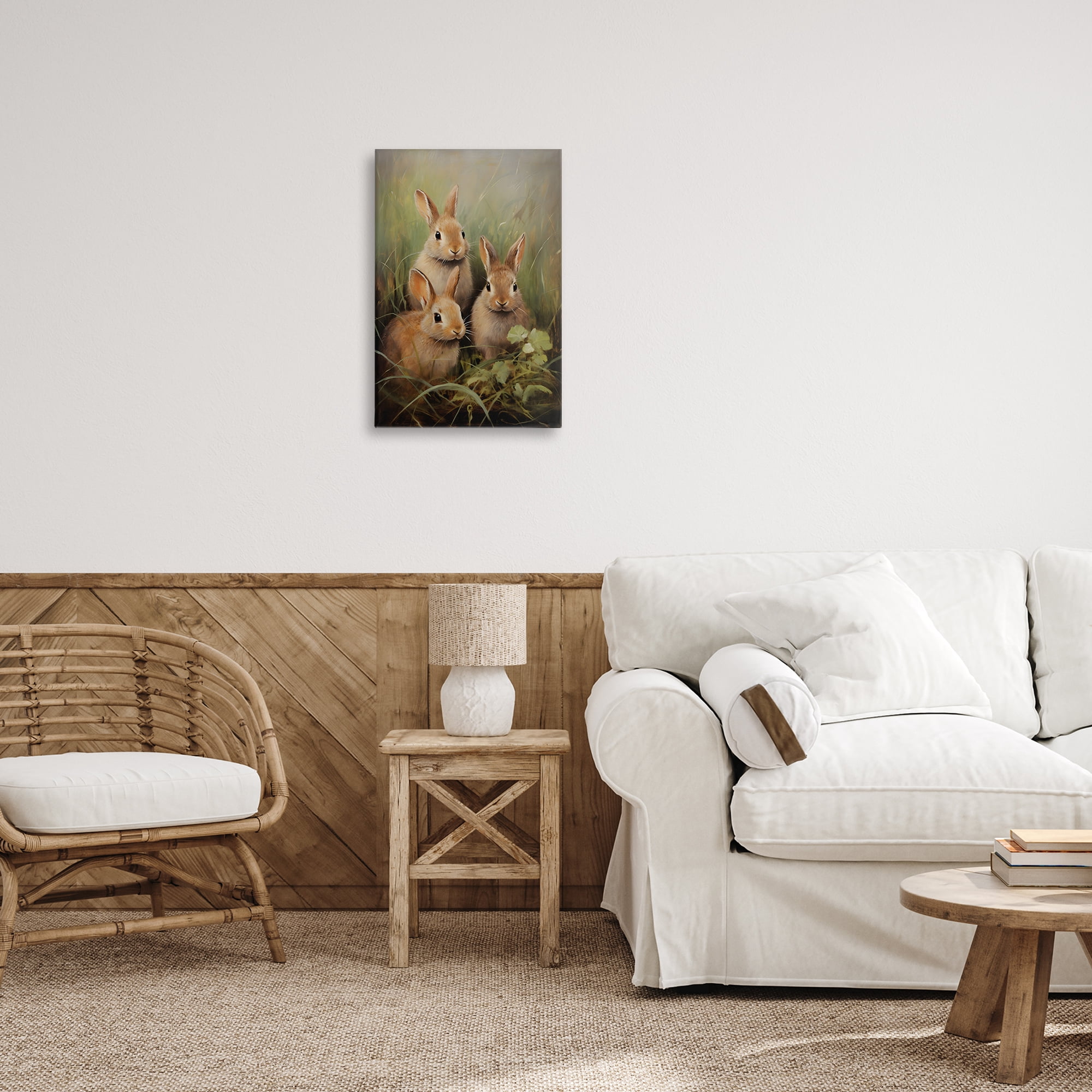 Stupell Industries Baby Bunny Trio Animals & Insects Painting Gallery Wrapped Canvas Art Print Wall Art, 16 x 24