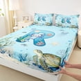 thumbnail image 3 of Feelyou Blue Initial R Twin Sheet Sets, Ocean Axolotl Animal Bedding, 3 Pieces, 3 of 7