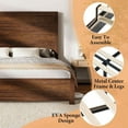 thumbnail image 3 of Amerlife King Size Wood Platform Bed, Rustic Frame with 51.2" Slatted Headboard, Metal & Wood Slats, Reclaimed Barnwood, 3 of 5