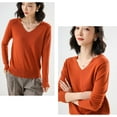 thumbnail image 4 of Maydear Women's V Neck Long Sleeve Sweater Pullover Knit, Stretch Fitted Knitted Bottoming Shirt, 4 of 5