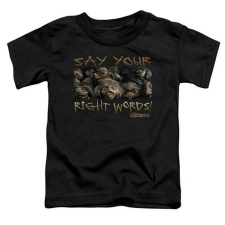 

Trevco Labyrinth-Say Your Right Words Short Sleeve Toddler Tee- Black - Medium 3T