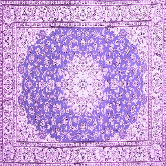 Ahgly Company Indoor Square Medallion Purple Traditional Area Rugs, 6' Square