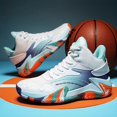 thumbnail image 5 of Color Block Shock Absorption Non Slip Durable Basketball Shoes, Lace Up Comfy Running Shoes For Outdoor Training Workout, All Seasons Comfy Men's Sneakers, 5 of 9