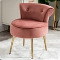 thumbnail image 3 of Duhome Makeup Vanity Chair with Back, Velvet Vanity Stool with Gold Legs Small Tufted Accent Chair for Girls Kids, Pink, 3 of 12