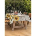 thumbnail image 2 of Farmhouse Elephants Outdoor Tablecloth - 52x70 Inch Rectangle Dining Table Cover, Spring Summer Sunflowers Wood Grain Waterproof Outdoor Table Cloth with Umbrella Hole & Zipper for Picnic/Patio/Party, 2 of 7