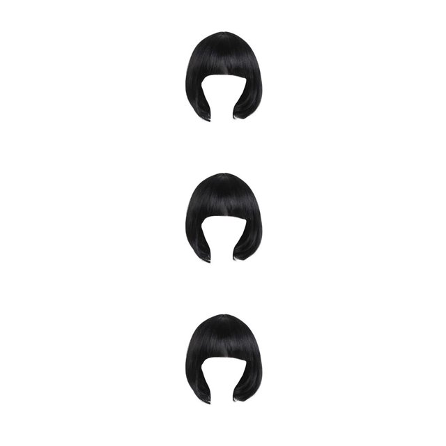 Guardoinrt Perruque Cheveux Raides Doux Perruque Extensible Durable Confortable Cheveux Respectueux de la Peau Quotidien Cosplay Parti 3Set