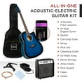 thumbnail image 4 of Best Choice Products Beginner Acoustic Electric Guitar Starter Set 41in w/ Wood Cutaway Design, Gig Bag - Blue, 4 of 9