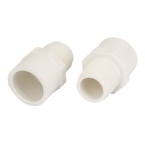 2Pcs 20mm 1/2" PT Male Thread Straight Pipe Tube Adapter Connector White