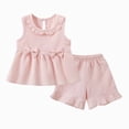 thumbnail image 2 of KPOPLK Toddler Baby Girls Summer Clothes Floral Sleeveless Tops + Shorts 2 Pieces Set Summer Kids Graphic Print Outfit Set 12M - 5T(18-24 Months,Pink), 2 of 9
