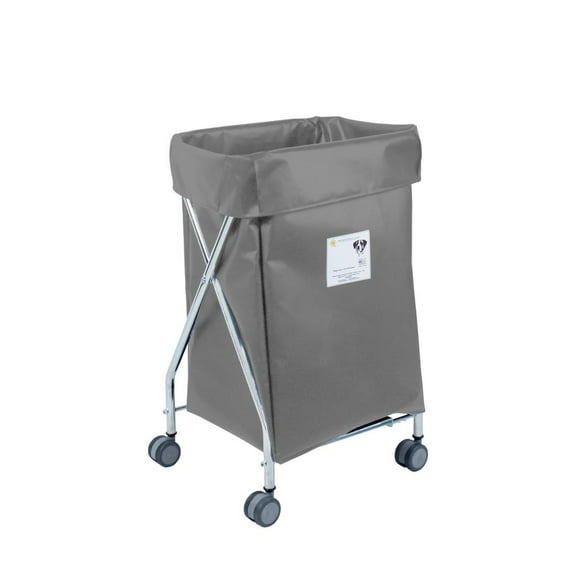 R&B Wire Products Wide Collapsible Hamper with Gray Vinyl Bag, 6 Bushel Capacity