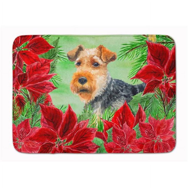 Carolines Treasures CK1348RUG Welsh Terrier Poinsettas Machine Washable Memory Foam Mat