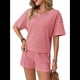 thumbnail image 3 of Conjunto de Pijama de 2 Piezas de Corta A Rayas de Verano, Color Rosa, Talla L, 3 of 8