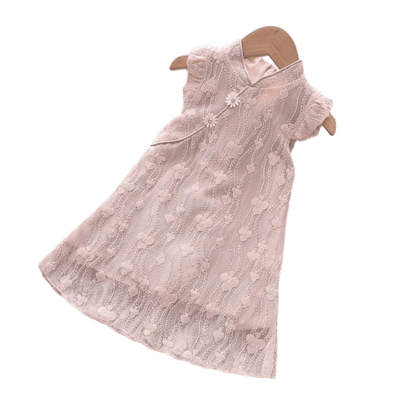 LYMAYTER Floral Print A Line Dress for 1-6Y Girls Button Front Casual Dress Toddler Sleeveless Summer Dress