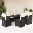 thumbnail image 1 of vidaXL 7 Piece Garden Dining Set with Cushions Black Poly Rattan, 1 of 5
