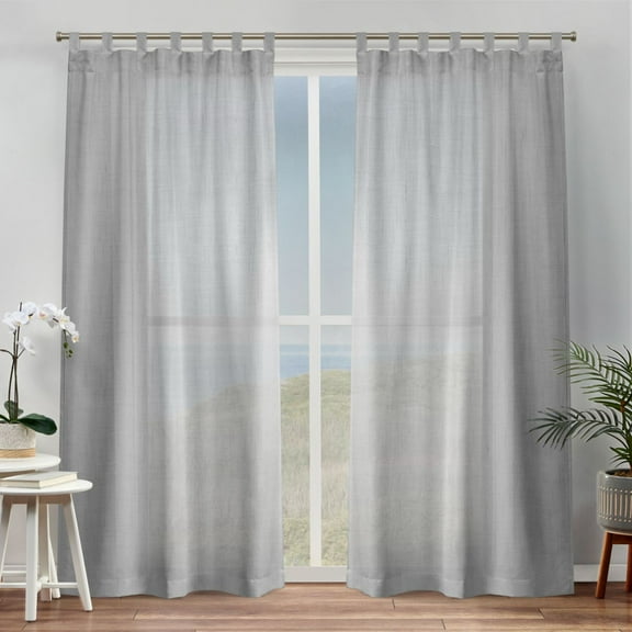 Exclusive Home Bella Sheer Tab Top Curtain Panel Pair, 54"x84", Silver