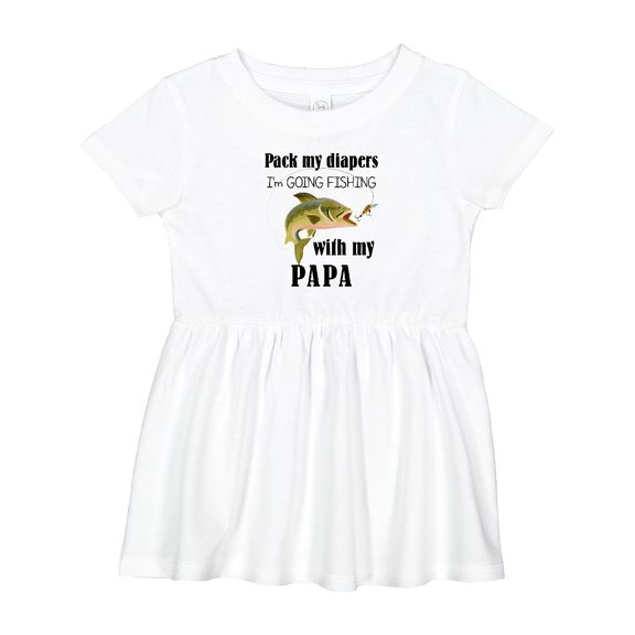Inktastic Pack My Diapers I Am Going Fishing with Papa Girls Baby Dress