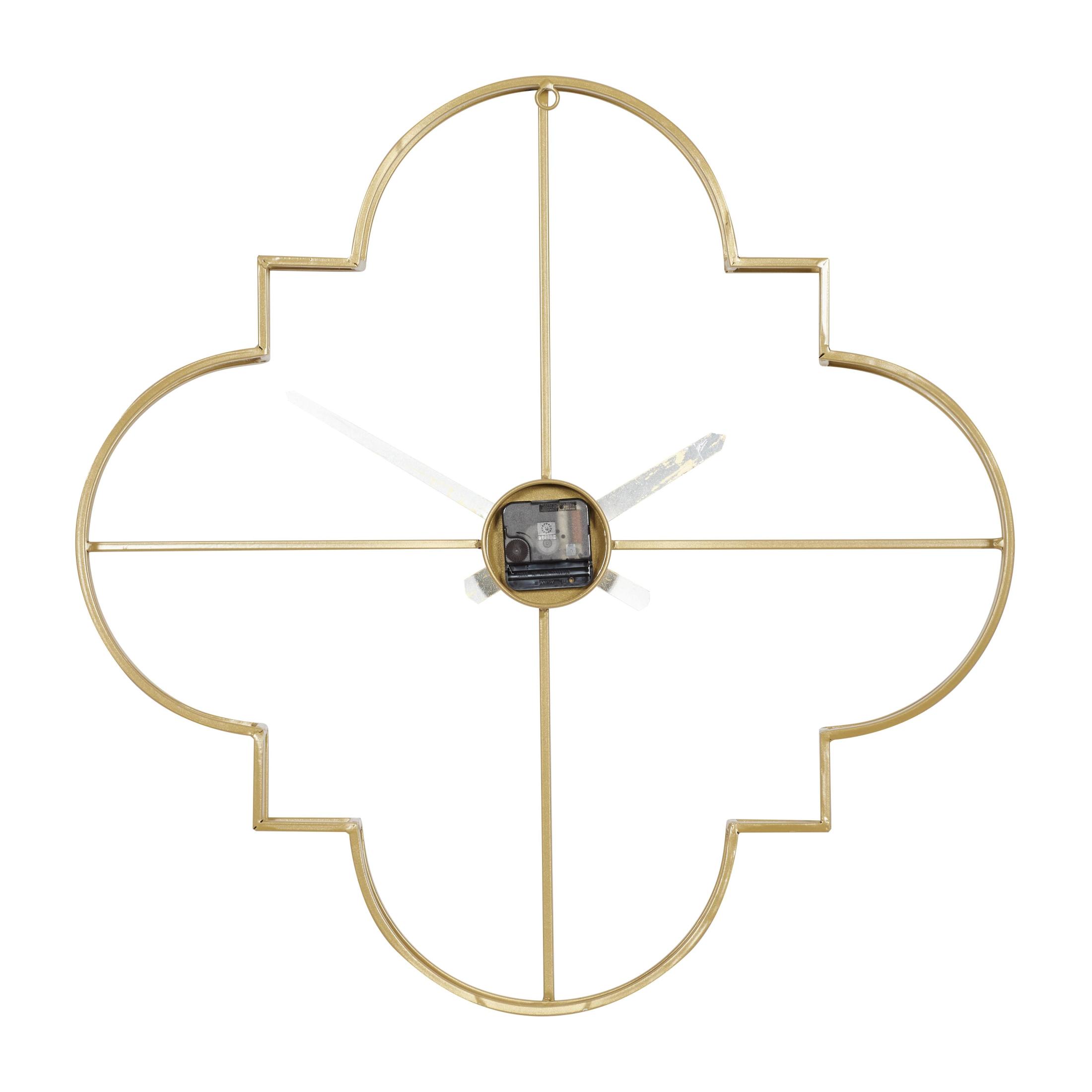 CosmoLiving by Cosmopolitan 24" x 24" Gold Metal Open Frame Quatrefoil Wall Clock