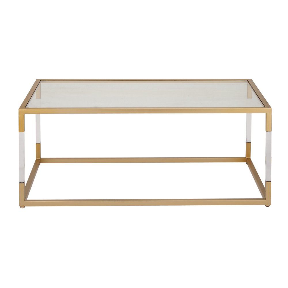 DecMode Metal and Glass Contemporary Coffee Table, Gold, 46"W Walmart